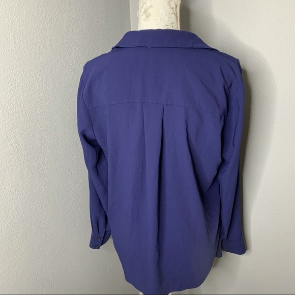 Thakoon Collective Womens Navy Top Flowy Blouse 6 - Picture 2 of 5